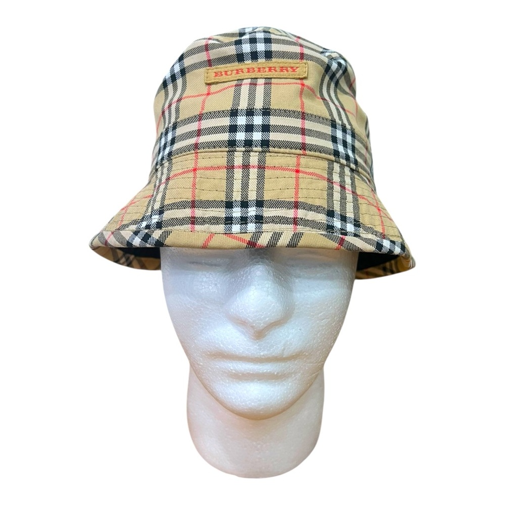 Burberry Hat Womens Small 22" Reversible Bucket Nova Check Plaid Y2K With Logo - Picture 1 of 10